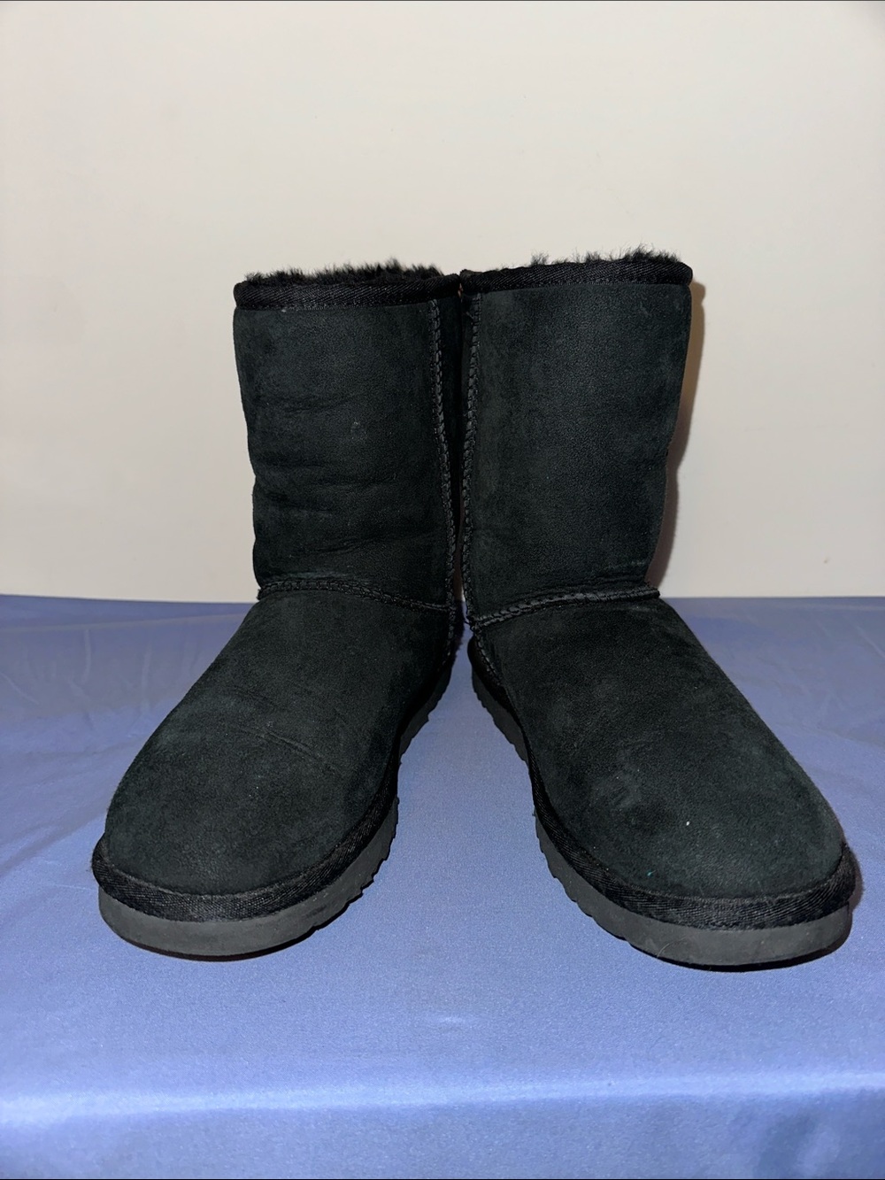 UGG Black Short Suede Shearling Boots